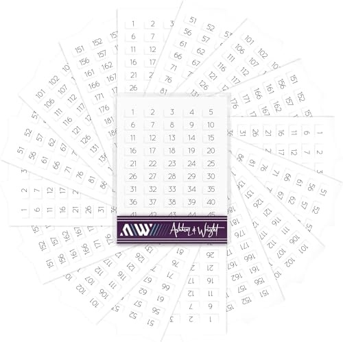 Ashton and Wright, 1–200 nummerierte Aufkleber – leicht abziehbare Etiketten – 13 x 8 mm – Weiß (Doppelpack mit 1600 Stück)