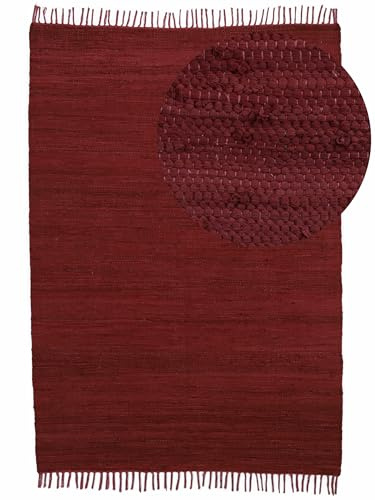 carpetfine Kelim Chindi Uni Violett 90x160 cm | Moderner Teppich für Wohnzimmer und Küche