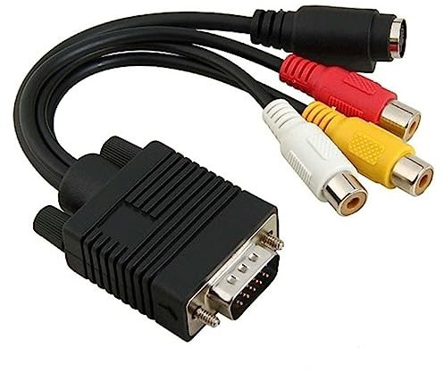 BESTonZON Adaptateur Vga vers 3 RCA Svga pour PC et Carte Graphique Compatible, Câble PVC 20 Cm, Convertisseur Signal Vidéo Analogique pour Ordinateur et Télévision