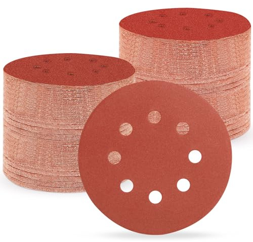 Huopueit 150 pièces disques abrasifs de 125 mm, 240 Grains Papier Poncer 8 Trous pour Ponceuse Orbitale Aléatoire (150 pièces, 240 grains)