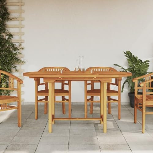LAPOOH Gartentisch Ausziehbar 110-160x80x75 cm Massivholz Teak, Gartentisch, Terrassentisch, Esstisch Garten, Gartenesstische, Gartenmöbel, Außentisch - 363486