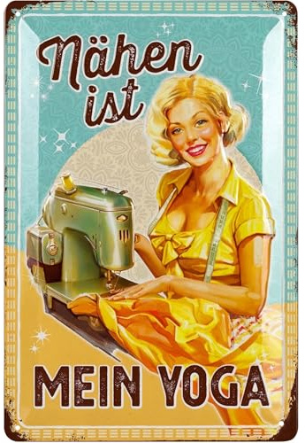 LANOLU Retro Blechschild Nähen, Geschenk für Nähbegeisterte, Näherinnen, Lustige Sprüche & Shabby Chic Deko, Nähzubehör Geschenk, Schild Nähen 20x30cm