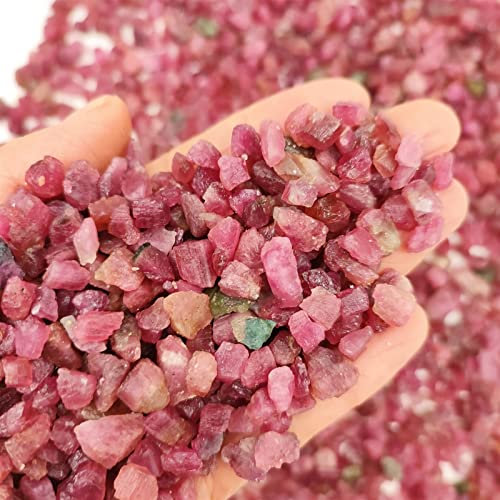 FOPURE Gravier de Tourmaline Rouge Naturelle en Vrac, 100g, Roche de Cristal Brut, spécimen de Pierre précieuse, décoration d'aquarium, Cadeau Cristal de Quartz