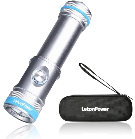 LetonPower Tynny-13se taucherlampe Dive Light 2200 Lumen tauchlampe, 6 Modi taucherlampe unterwasser, Schnorcheln Licht mit Akku und Typ-C-Ladung für Tauchen Taschenlampe (Silber)