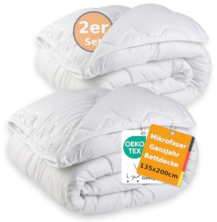 MALIKA Bettdecke 2X 135x200 Doppelpack - Kuschelige Steppbettdecke für alle Jahreszeiten, Steppdecke, Zudecke, Kassettenbett, Schlafdecke - Ideal für erholsamen Schlaf