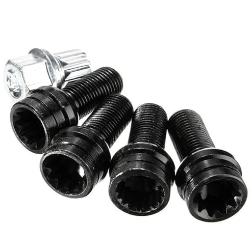WTIXCRQ Radbolzen Radschraube Kompatibel Mit VW Für Beetle Für Passat Stahlfelgen Schraubenbolzen Schlüsselschloss Radmuttern M14x1,5mm 8D0601139F 5St