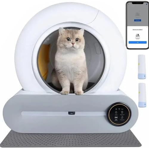 Self-Cleaning Cat Litter Tray Automatic Litter Box with 65L Extra Large Capacity - Fully Closed Sand Box for Multiple Cats, Smart Robot Litter Box - No Smell Cats Toilet