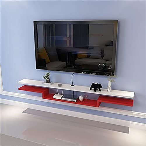 Schwebender TV-Ständer, Medienkonsole mit schwebendem Regal, Wandmontage, zum Aufhängen, TV-Schrank, Kabelbox, Router, Fernbedienung, DVD-Player, Regal für Fernseher bis zu 120 cm