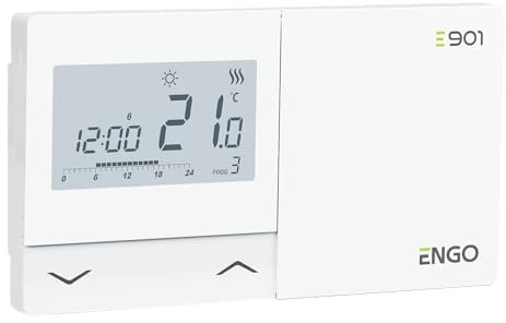 ENGO E901 Wired Thermostat Central Heating Controller Combi Boiler Thermostat Battery Powered 2 Wire Heating Control Replace Dial Room Thermostat 5 Year Warranty