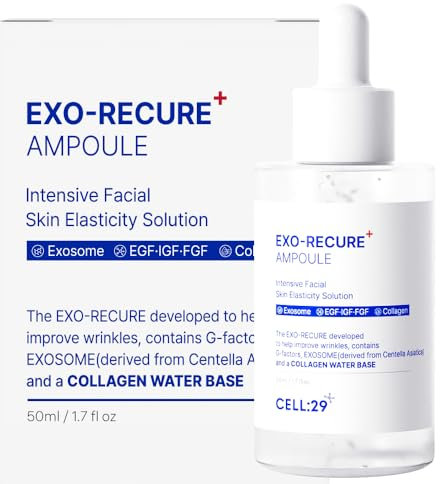 CELL29 Exo-Recure Exosoma Ampoule 10000 pm, Collagen, Water, Fast Absorption, Deep Moisturising, Anti-Ageing, Glass Skin, Minimiser for Pores, Skin Barrier, Care
