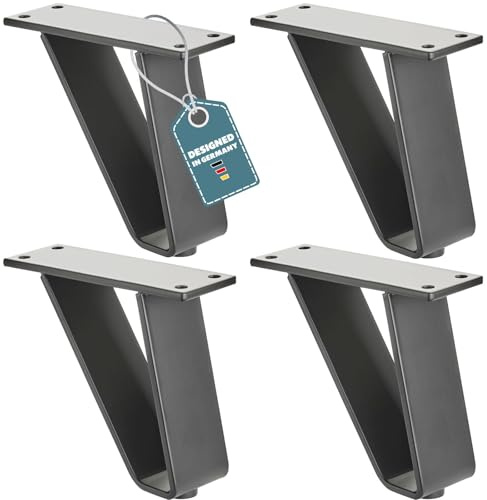 SOTOOLS 4 Stück Möbelfuß Durano, 108,5 mm, schwarz matt, max. 150 kg | Tragkraft bis 150 kg pro Fuß, ideal für Vitrinen, Sockel und Schränke.