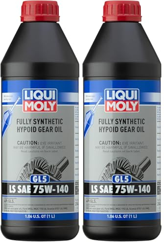 LIQUI MOLY Vollsynthetisches Hypoid-Getriebeöl (GL5) LS SAE 75W-140 | 1 L | Getriebeöl | Hydrauliköl | Art.-Nr.: 4421, farblos (Packung mit 2)