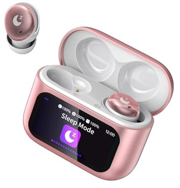 VEKJ Cuffie Bluetooth, Cuffie per Dormire con Touch Screen, 48 Ore Auricolari Bluetooth 5.4 di Qualità Sonora Immersiva con Modalità Sleep/5 modalità EQ, IPX7 Cuffiette con Chiamate Chiare, Rosa