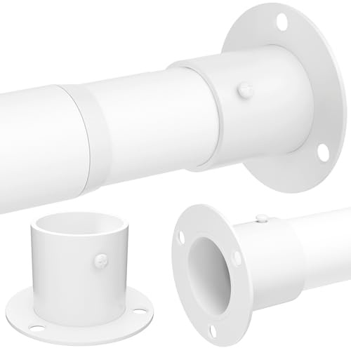 Wardrobe Rail, Extendable Clothes Rail Wall Mounted Wardrobe Hanging Rail for Clothes, Bedroom,Windows and Showers, 45-66CM/Diameter 25MM，White