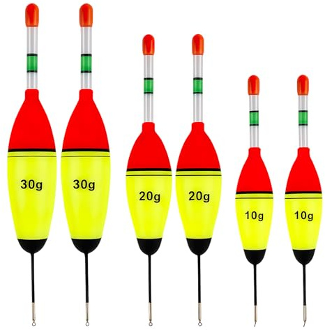 Angeln Bobber Float, 6 Stück Posen Angeln Schwimmer,Leuchtender Angelschwimmer,Schaumstoff Angelposen, für Hecht, Barsch, Karpfen