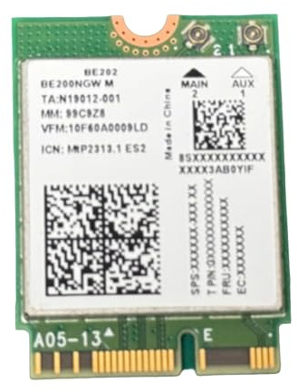 Paaruter Tarjeta de Red Inalámbrica WiFi 7 para BE202 M.2, Bluetooth 5.4, 2400 Mbps, Tribanda, 2,4 G/5 G/6 GHz, Alta Velocidad.