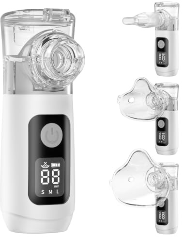 Dyzena Inhalationsgerät Tragbar Set Ultra Leise Inhalator,Inhaliergeräte für Erwachsene & Kinder,Einstellbarer Vernebler Inhaliergerät für Zuhause und Reisen mit Selbstreinigungsfunktion-Weiß