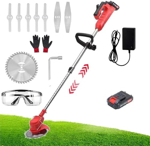 Tosaerba A Batteria TT Tagliaerba, Tagliaerba Elettrico da Giardino, Tagliaerba A Batteria con Batteria E Caricabatterie, Ruote, Lame da 800 W, Potente Decespugliatore Elettric, A.24v, 1 Battery
