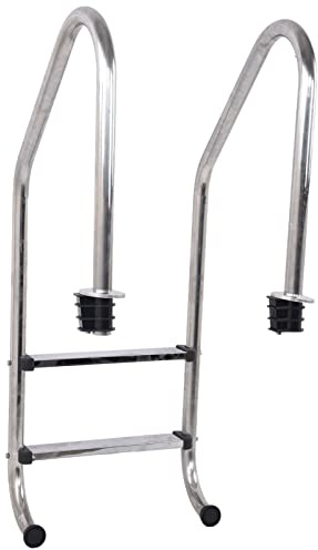SEAFRONT Escalera para Piscina SL215, Escalera Mecánica Antideslizante de 2 Escalones de Acero Inoxidable para Piscinas Privadas y Grandes
