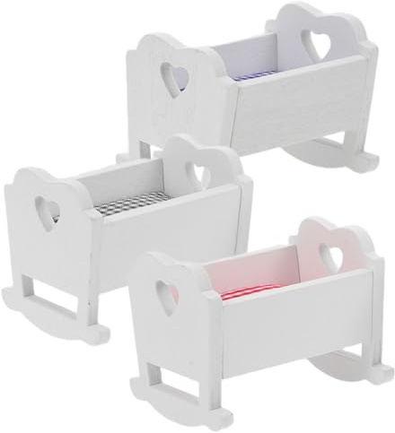 3 Pièces Lit Cabane Miniature 1: 12 en Bois et Tissu pour Chambre | Scènes Miniatures, Jeu Parent-Garçon et Filles, Détails Réalistes, Mobilier Compact, Stimule Histoires Créatives