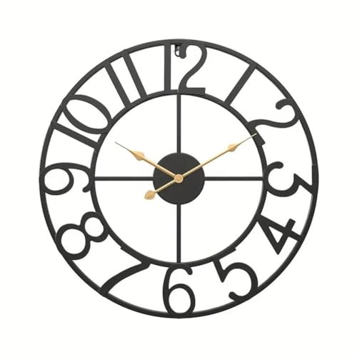 Lawnoval Orologio da parete vintage in metallo per esterni, patio, portico e giardino, 34 cm o 40 cm, nero o oro