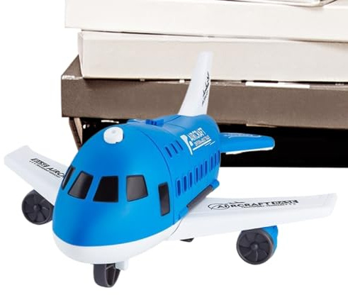 Generiskt leksaksflygplan – interaktivt cargoflygplan | Learning Set | Transformerbart lekset för barn, motorik leksaker för flickor, perfekt för och resor, blått flygplansmodell-set