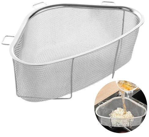 UV STYLISH 304 Edelstahl Spüle Abfluss Regal - Dreieckige Spüle Sieb Korb, Waschbecken Filterablage, Multifunktionales Spülbecken Organizer für Filter-Lebensmittelabfall (Silber)