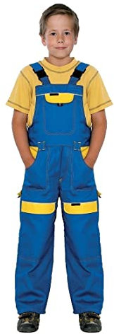 Kinder Arbeitshose Latzhose 100% Baumwolle Berufsbekleidung Kinder Anzug Overalls , Blau / Gelb - 104 EU