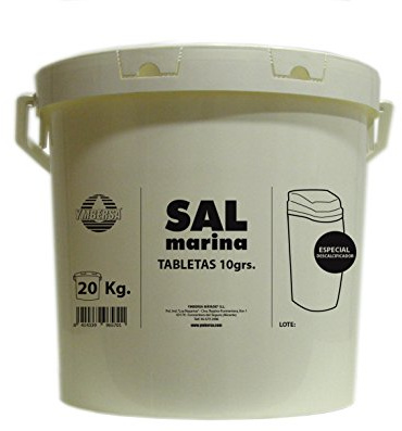 Sal Descalcificador de resina en Tabletas 10 gr. Bote apilable con asa y hermético 20 Kg.