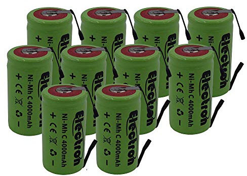 10x Batteria ricaricabile Ni-Mh C 1/2 mezza torcia 1,2V 4000mAh con lamelle linguette terminali a saldare per pacco pacchi batteria