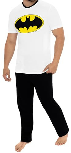 BATMAN Pyjamas | Batarang Män Pyjamas | Kortärmad Pyjamasset För Män | Bomullspyjamas För Män Vit Medium