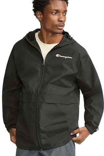 Champion mens Stadium Full Zip Jacket, Left Chest Script Jacket, Black-549369, Large US