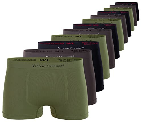 Vincent Creation Boxershorts för män, 12-pack, sömlösa retroshorts, smidig mjuk mikrofiber, L-XL