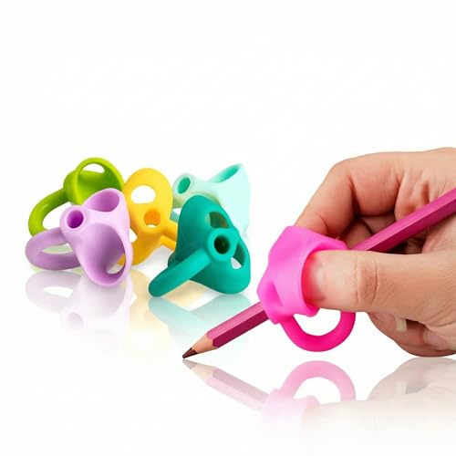 Ergonomische Schreibhilfe für Kinder und Erwachsene – 6 Stiftgriffe zur richtigen Stifthaltung - für Rechts- und Linkshänder - Bleistift und Buntstift - Silikon - plastikfrei verpackt