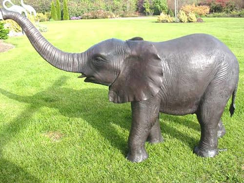 H. Packmor GmbH Bronzefigur Kleiner Elefant mit Wasserspeier Teichskulptur Gartendekoration