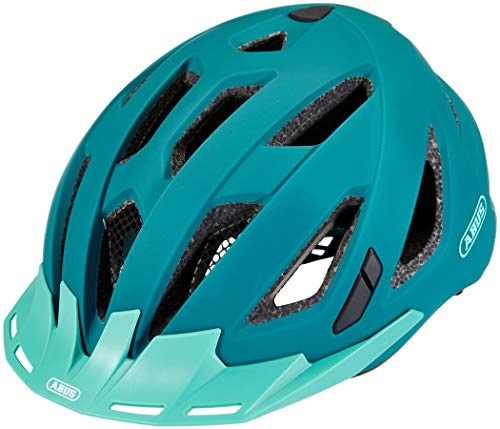 ABUS Stadthelm Urban-I 3.0 - Fahrradhelm mit Rücklicht, Schirm und Magnetverschluss - für Damen und Herren - Grün (core green), Größe L