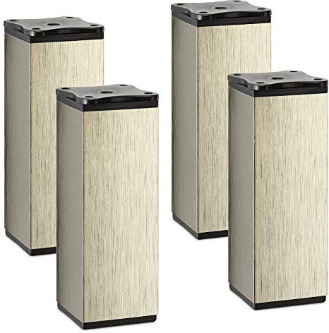 SOTECH 4 Stück Möbelfüße Quebec 120 mm (+ 10 mm) 40 x 40 mm Edelstahloptik höhenverstellbare Möbelbeine aus Aluminium