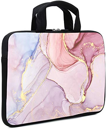 XMBFZ 15.6 Laptop Sleeve 14 15 15.4 Chromebook Case Ultrabook Case Notebook Sleeves PC Messenger Bag (Pink Marble)