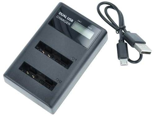vhbw Chargeur Micro-USB + USB-C Double Compatible avec Canon IXUS 300HS | 210, 105 IS, 105 caméra + câble Micro-USB + témoin de charge + Display