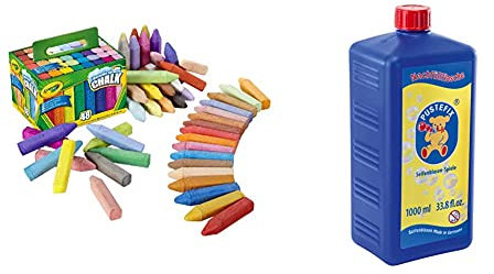 Crayola 51-2048-E-201 - Straßenkreide, 48 Stück & PUSTEFIX Seifenblasen Nachfüllflasche Maxi 1L I Seifenblasenflüssigkeit für bunte Blasen I extra Flüssigkeit für mehr Bubble Spaß
