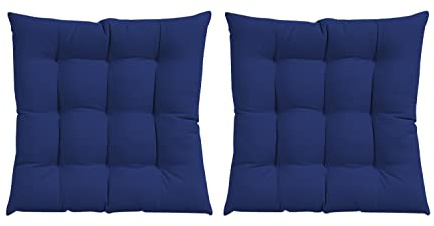 GREATOYAR Cojines para Silla y Asiento, Decoración de Asiento de Jardín Casa Terraza, Cojín Decorativo con Correas de Sujeción, 9 Pespuntes, Fabricado en España, 40 x 40 x 3.5 cm, Pack 2, Azul