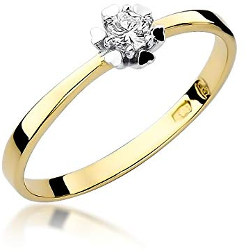 MARKO Verlobungsring aus Gelbgold für Damen mit 0,10 Karat Diamant Ring 14 Karat Gold (585), Goldring mit Box Goldring für Frauen