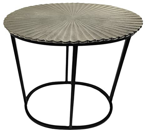 DARO DEKO Beistelltisch mit Aluminium Platte Silber - 54 x 33 x 47 cm