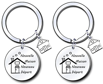 LUODAN 2 Cadeaux Noel Nouvelle Maison Porte-clés pour Femme Homme Cadeaux Nouvelle Maison Nouvelles Aventures Cadeau deDécoration Bijoux Porte-clés pour Nouveau Propriétaire Épouse Mari Amoureux