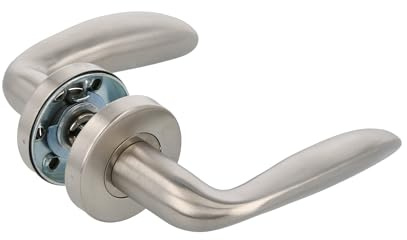 Amig - Set di maniglie con rosetta interna per porte | Mod. TARA | Ø53 mm | Quadretto da 8 mm | Design elegante e semplice | Acciaio inossidabile argento opaco