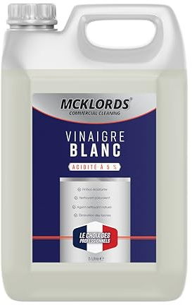 McKLords Commercial - Vinaigre Blanc - 5% d’Acidité - Nettoyant Multi-Surfaces - 5 Litres - Fabriqué au Royaume-Uni