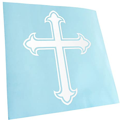 Kiwistar - Autoaufkleber - Weiß - 50x38cm Lilienkreut - Ritterkreuz - Altes Kreuz - Heckscheibe Auto Aufkleber wetterfest für Kfz LKW Mofa Truck - Sticker außen selbstklebend Tuning Zubehör für