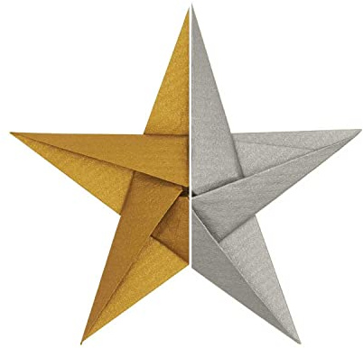 Faltpapier Duo 15x15 cm 32 Blatt 70 g/qm für Origami und Besteln Origamipapier Gold/Silber