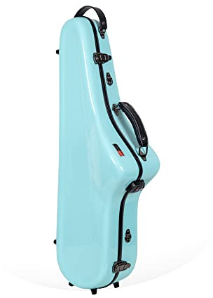 Crossrock Fiberglas Tenor Saxophon Koffer – Mit Zubehörfach, Abnehmbaren Schultergurten – Hellblau (CRF1020TSLB)