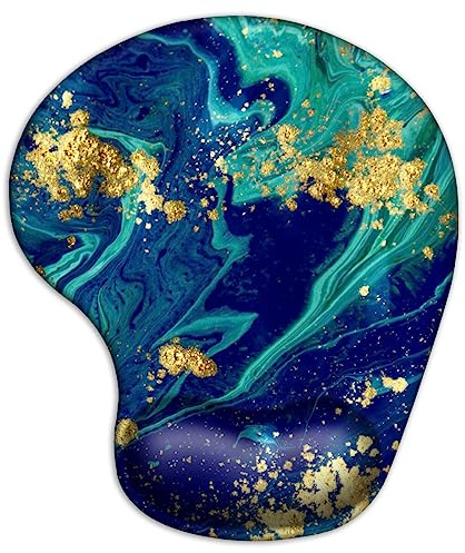 Ergonomisches Mauspad, Handgelenkstütze, rutschfest, niedliches Gaming-Mauspad mit Handgelenkauflage, Schmerzlinderung, PU-Basis, Mauspad für Laptop, Computer, Heimbüro, Dekoration, blau-grüner Marmor